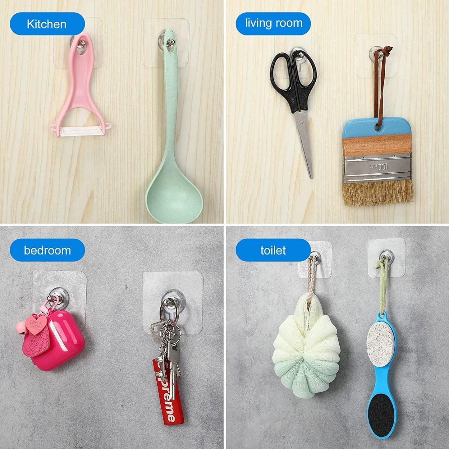 Self Adhesive Wall Hooks (10 Pcs) – Heavy Duty & No-Drill